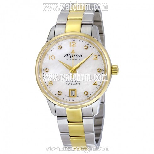 Alpina Comtesse Automatic White Mother of Pearl Dial Ladies Watch AL-525APWD3C3B