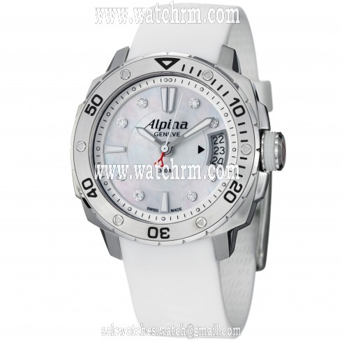 Alpina Extreme Diver 300 White Dial White Rubber Strap Ladies Watch AL240LSD3V6