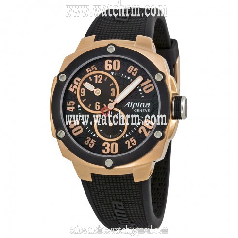 Alpina Extreme Regulator Black Dial Black Rubber Strap Men's Watch AL650BB3AE4