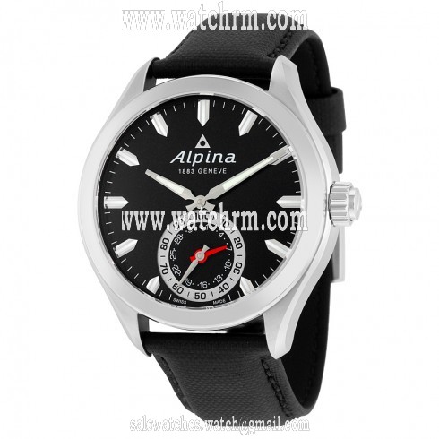 Alpina Horological Smartwatch Black Dial Black Leather Men's Watch AL-285BS5AQ6