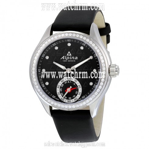 Alpina Horological Smartwatch Black Dial Diamond Bezel Ladies Watch AL-285BTD3CD6
