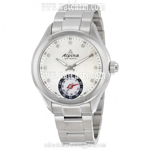 Alpina Horological Smartwatch Silver Guilloche Dial Stainless Steel Watch AL-285STD3C6B