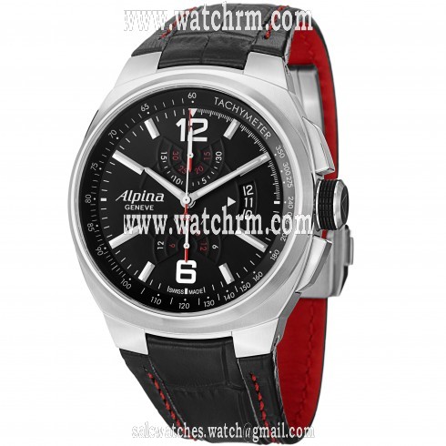 Alpina Racing Chronograph Black Dial Black Leather Men's Watch AL725AB5AR26