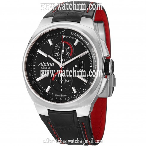 Alpina Racing Chronograph Black Dial Black Leather Men's Watch AL725B5AR26