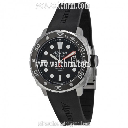 Alpina Seastrong Diver 300 Automatic Black Dial Rubber Men's Watch AL-525LB4V36