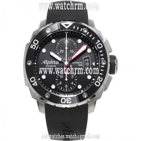 Alpina Seastrong Diver 300 Chronograph Black Dial Rubber Men's Watch AL-725LB4V26