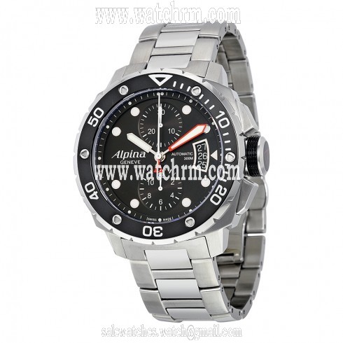 Alpina Seastrong Diver 300 Chronograph Black Dial Steel Men's Watch AL-725LB4V26B