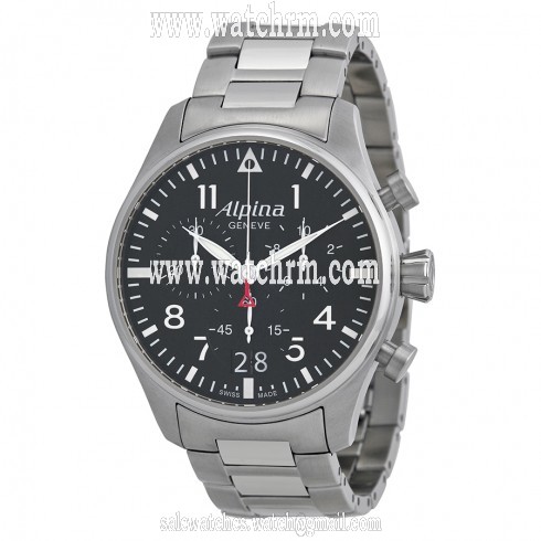 Alpina Startimer Black Dial Stainless Steel Bracelet Men's Watch AL372B4S6B