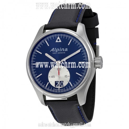 Alpina Startimer Pilot Big Date Black Blue Dial Black Leather Men's Watch AL-280NS4S6