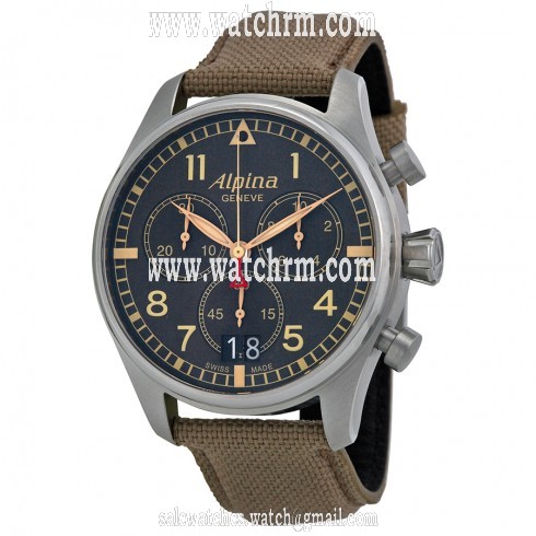 Alpina Startimer Pilot Chronograph Grey Dial Fabric Men's Watch AL-372BGR4S6