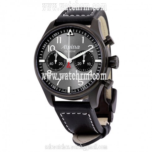 Alpina Startimer Pilot Chronograph Grey Dial Leather Men's Watch AL-860GB4FBS6