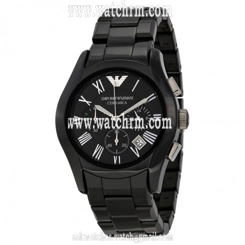 Emporio Armani Chronograph Black Dial Black Ceramic Men's Watch AR1400