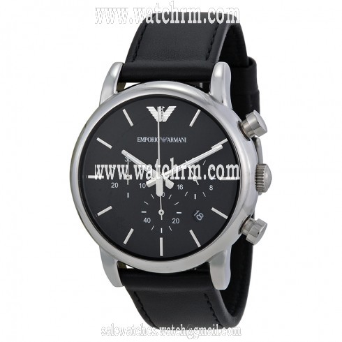 Armani Black Dial Chronograph Leather Men's Watch AR1733