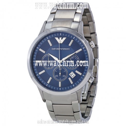 Armani Chronograph Navy Blue Dial Steel Bracelet Men's Watch AR2448