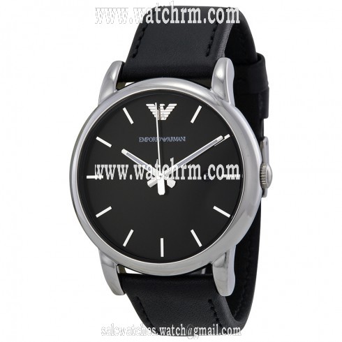 Armani Classic Black Dial Black Leather Strap Men's Watch AR1692