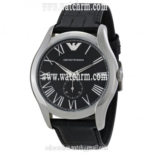Armani Classic Black Dial Black Leather Strap Men's Watch AR1703