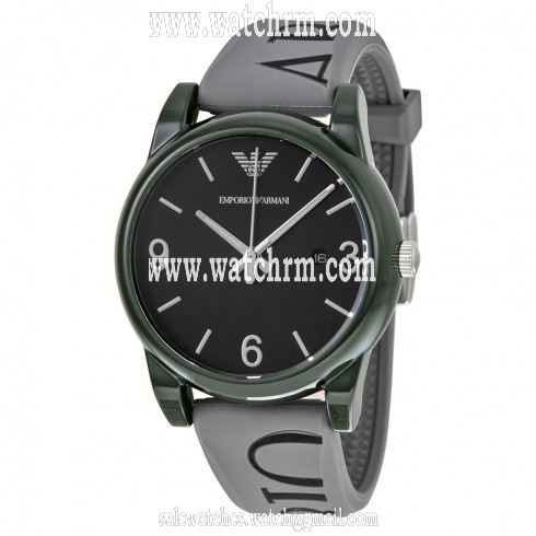 Armani Classic Black Dial Grey Silicone Men's Watch AR1067