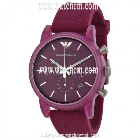 Armani Classic Chronograph Fuchsia Dial Fuchsia Silicone Strap Unisex Watch AR10