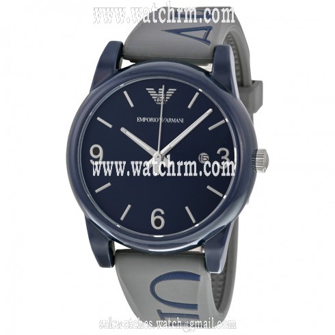 Armani Classic Navy Blue Dial Grey Silicone Men's Watch AR1065