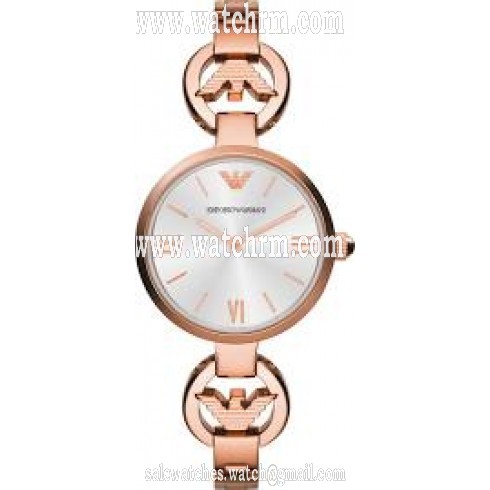 Armani Classic Silver Dial Ladies Rose Gold Tone Dress Watch