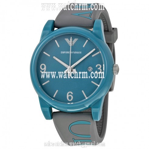 Armani Classic Turquoise Dial Grey Silicone Men's Watch AR1066