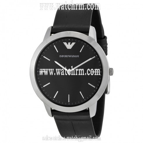 Armani Retro Black Dial Black Leather Strap Men's Watch AR1741