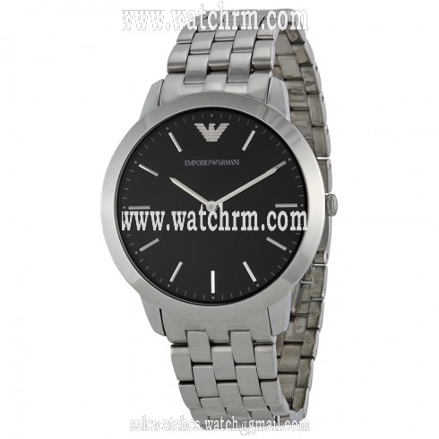 Armani Retro Black Dial Stainless Steel Bracelet Men's Watch AR1744