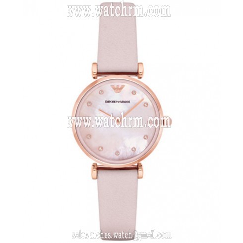 Armani Retro Pink Mother Of Pearl Dial Ladies Watch AR1958