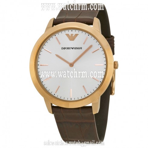 Armani Retro Silver Dial Brown Leather Strap Men's Watch AR1743