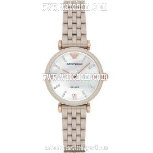 Armani Retro White Mother Of Pearl Dial Ladies Watch AR1498