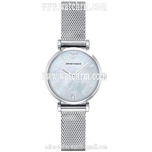 Armani Retro White Mother Of Pearl Dial Ladies Watch AR1955