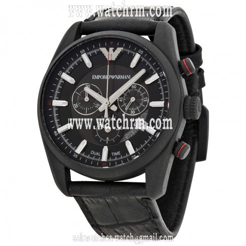 Armani Sportivo Black Dial BlackLeather Strap Men's Watch AR6035