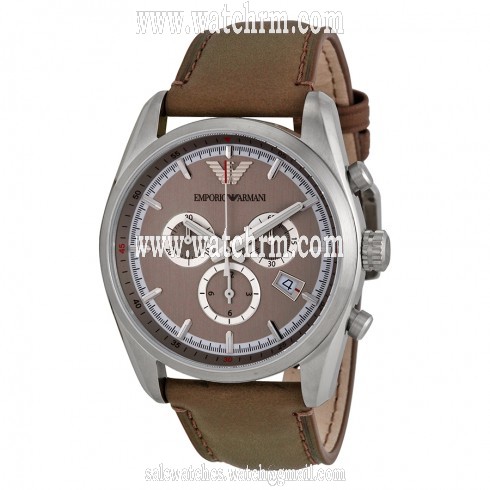 Armani Sportivo Cream Dial Taupe Leather Strap Men's Watch AR6040