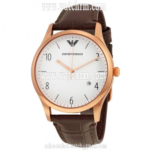 Armani White Dial Brown Leather Men's Watch AR1915