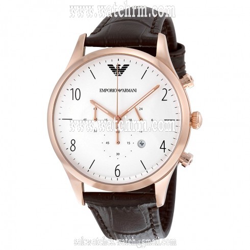 Armani White Dial Chronograph Leather Men's Watch AR1916