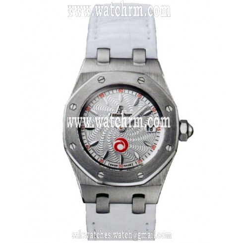 Audemars Piguet Alinghi Silver Dial Stainless Steel White Leather Ladies Watch 67610ST.OO.D012CR.01