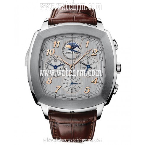 Audemars Piguet Classic Tradition Perpetual Calendar Silver Dial Brown Leather Men's Watch 26567TIOOD092CR01