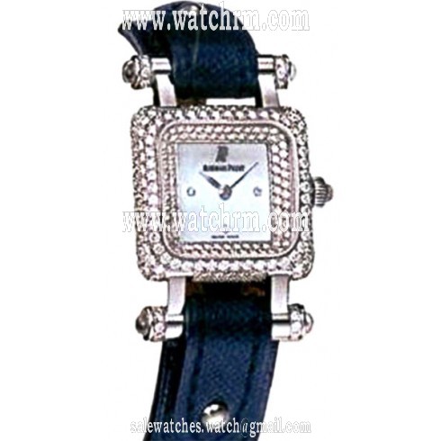 Audemars Piguet Deva Mother of Pearl Diamond Dial Blue Lizard Leather Ladies Watch 67421BCZZA020CU01