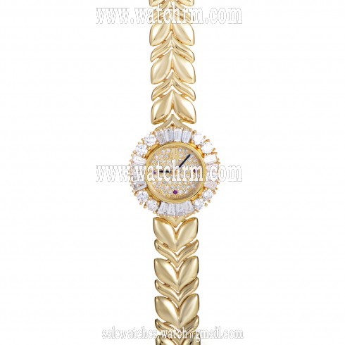Audemars Piguet Diamond Pave Dial 18K Yellow Gold Ladies Watch 66803BA.ZZ.1018BA.01
