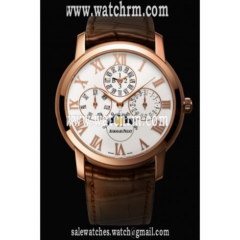 Audemars Piguet Dragon Automatic Enamel Dial Brown Leather Men's Watch 26391OR.OO.D088CR.01