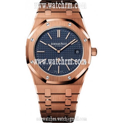 Audemars Piguet Extra-Thin Royal Oak Automatic Blue Dial 18 kt Rose Gold Men's Watch 15202OR.OO.1240OR.01