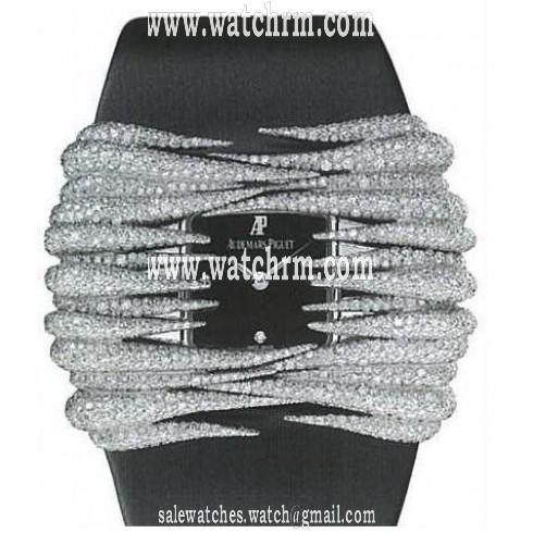 Audemars Piguet Givrine Diamond White Gold Black Satin Ladies Watch 77224BC.ZZ.A007SU.01
