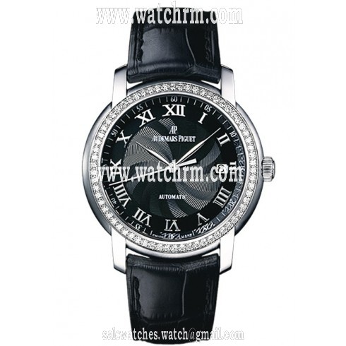 Audemars Piguet Jules Audemars Black Dial 18kt White Gold Diamond Black Leather Men's Watch 15140BCZZA002CR03