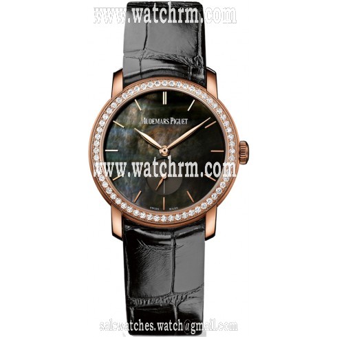 Audemars Piguet Jules Audemars Black Leather Ladies Watch 77240OR.ZZ.A001CR.01