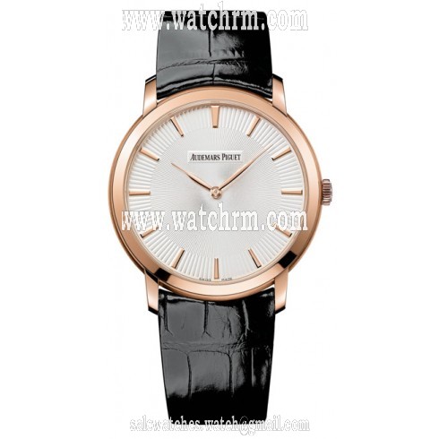 Audemars Piguet Jules Audemars Ivory Dial Black Leather Men's Watch 15180OR.OO.A102CR.01
