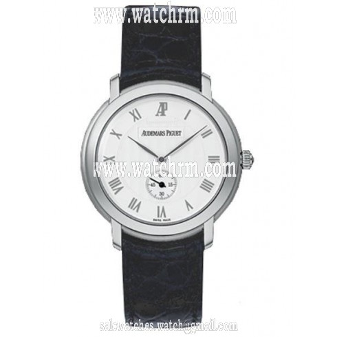 Audemars Piguet Jules Audemars Silver Dial 18kt White Gold Black Leather Men's Watch 15056BCOOA001CR02