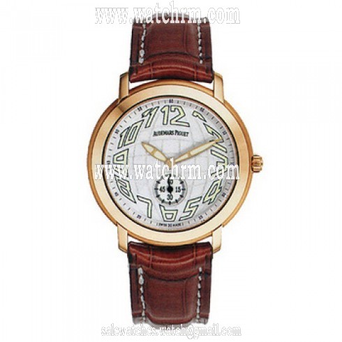 Audemars Piguet Jules Audemars Silver Dil 18kt Rose Gold Brown Leather Men's Watch 15056OROOA088CR01