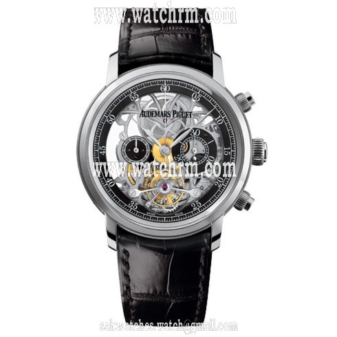 Audemars Piguet Jules Audemars Tourbillion Silver Skeleton Dial Automatic Men's Chronograph Watch 26346BC.OO.D002CR.01