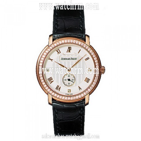 Audemars Piguet Jules Audemars White Dial 18kt Rose Gold Black Leather Men's Watch 15103ORZZA001CR01