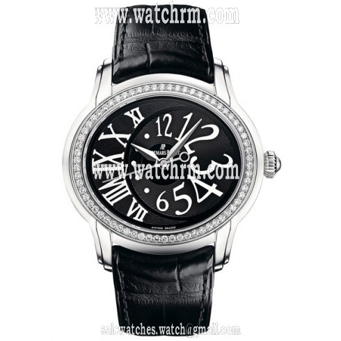 Audemars Piguet Millenary Automatic Black Dial Black Leather Ladies Watch 77301ST.ZZ.D002CR.01